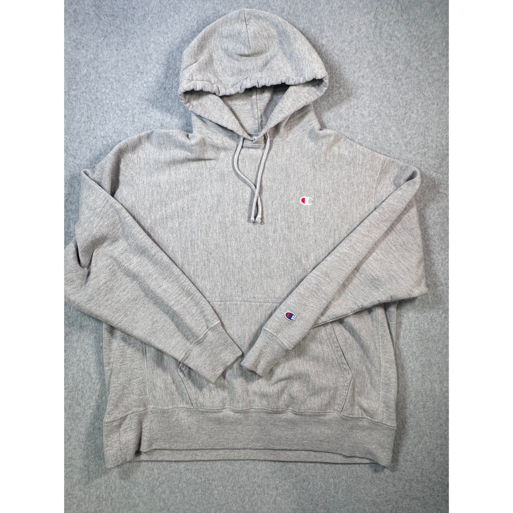 Champion Reverse Weave Hoodie Mens XL Gray Pullover Sweatshirt GF68 Heather Grey